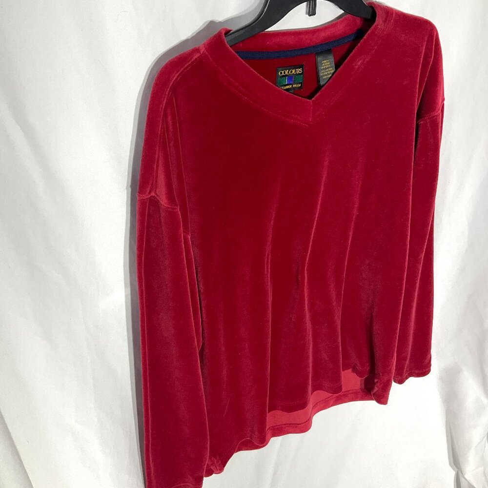 Colours Alexander Julian Mens XL Vintage Red VNeck Velour Pull Over Shirt